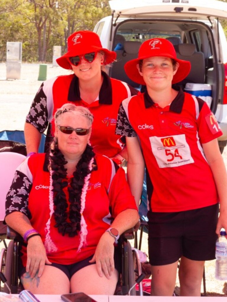 Ethan McDermott, Kasey McDermott and Angela Schulz of the Bargara Little Athletics at the 2023 Bundaberg Relay for Life.