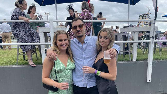 Rhianna Claxton, Luke Heathfield and Hannah Gaskell at Cairns Cup Carnival on Saturday. Picture: Andreas Nicola