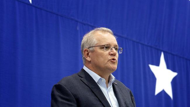 Prime Minister Scott Morrison on the LNP campaign trail in Brisbane. Picture: Sarah Marshall