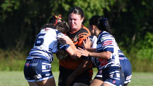 The Herbert River Crushers Women’s team drew 20-20 with Townsville Brothers in a hard-fought contest in Ingham on Saturday. Picture: Cameron Bates