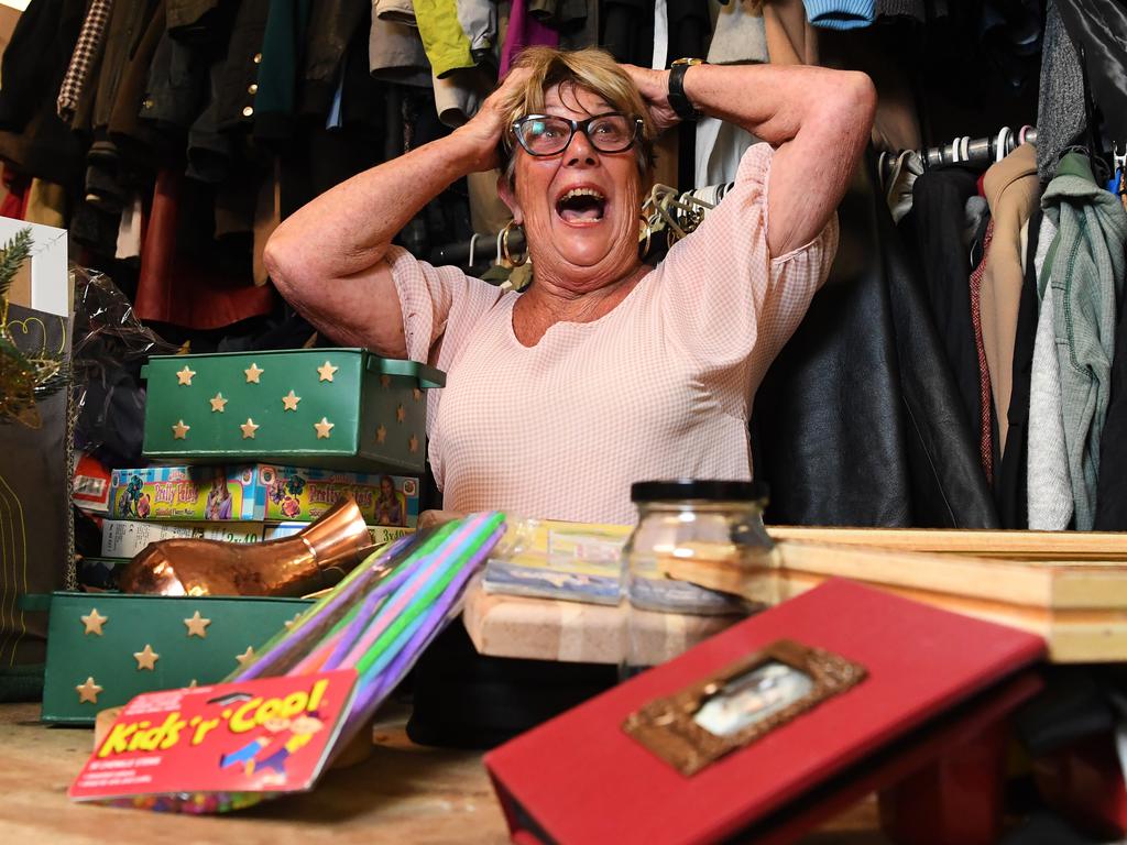 Church of Christ Mornington op shop worker Wendy Daff is swamped, thanks or no thanks to the latest decluttering craze. Picture: James Ross