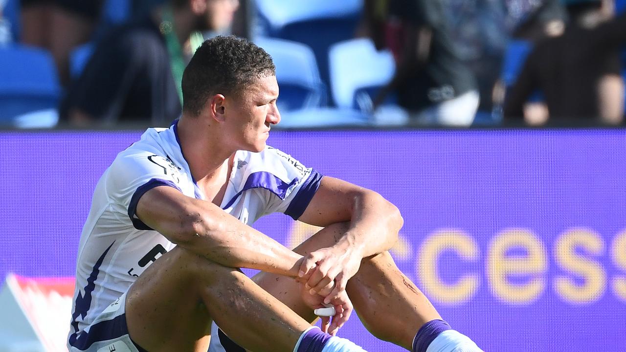 Warbrick didn’t play any NRL in his first year at the Storm, with the winger adamant he still has more to offer after a solid start. Picture: Jono Searle/Getty Images