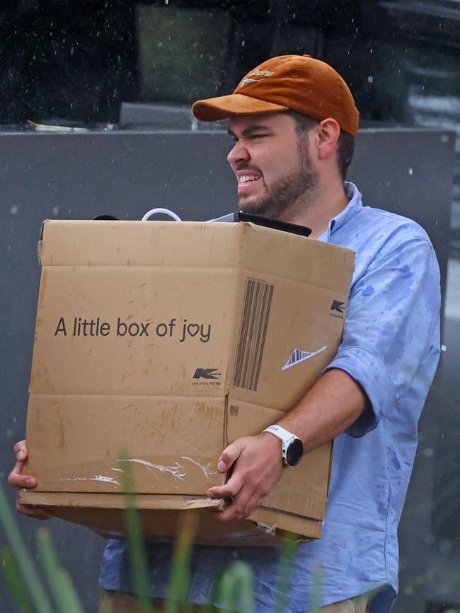 Bruce Lehrmann was exclusively pictured moving house on Friday after the lease on his rental - paid for by Seven - expired. Picture: KHAPBM/Backgrid for news.com.au