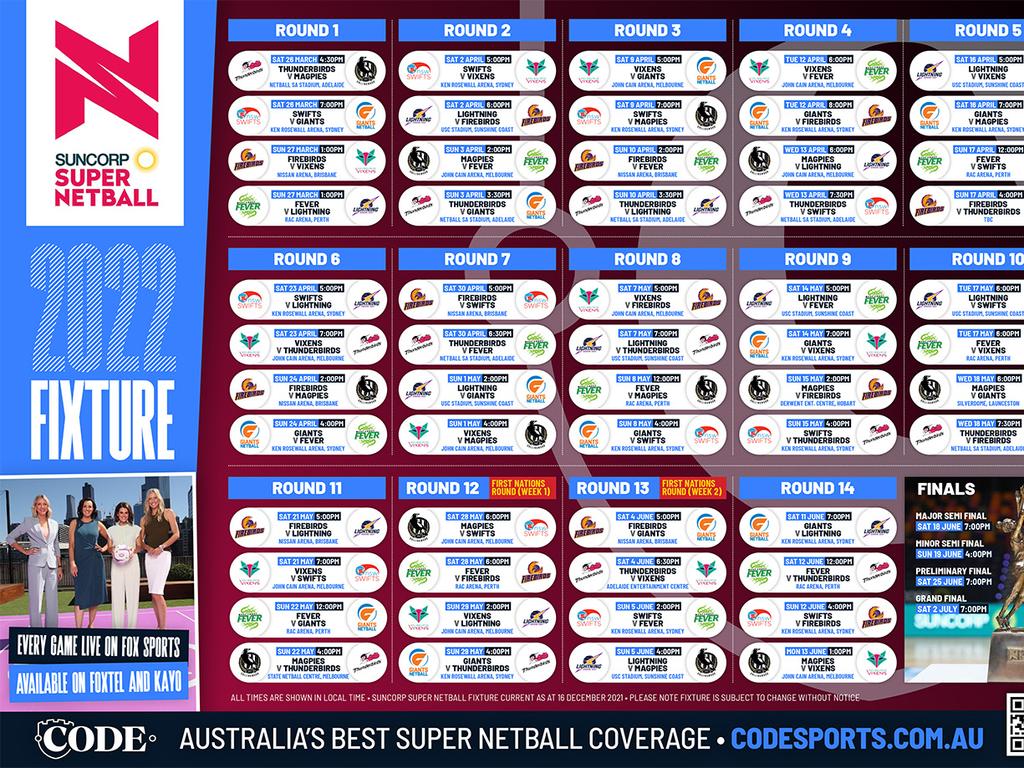 Super Netball 2022 league fixture download poster: CODE Sports | CODE ...