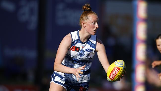 Geelong forward Aishling Moloney finished with a career-best six goals against West Coast in round 9. Picture: James Worsfold/Getty Images