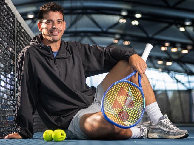 Alex Bolt on court at Melbourne Park. Bolt is one of 24 Aussies vying to make the Australian Open main draw via qualifying next week. Bolt had a strong 2024 in which he qualified for Wimbledon and climbed the ATP rankings. Picture: Tony Gough