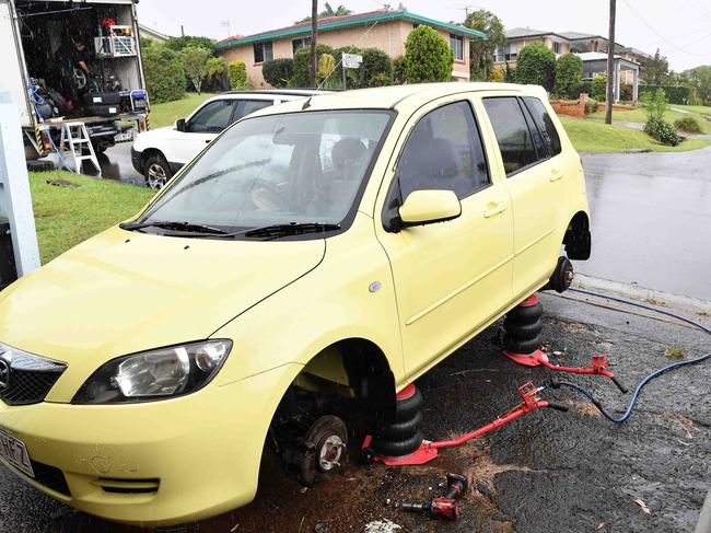 Car tyres slashed on Patterson Street, Nambour. Picture: Patrick Woods.