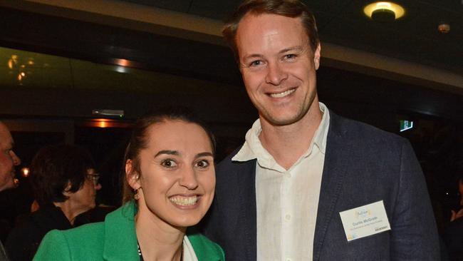 Rachel Dallas and Curtis McGrath at Gold Coast Australian of the Year presentations at Exhibitionist Bar, HOTA, Bundall. Pic: Regina King