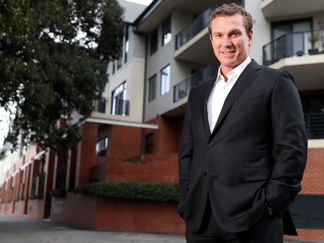 2/08/2018Paul Blackburne who builds Perth apartnments in front of apartments he built in Subiaco.pic Colin Murty The Australian