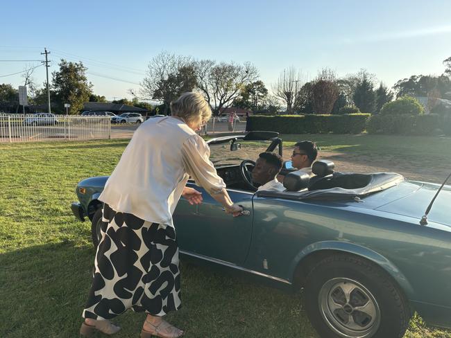 Ian Gakuo arrives at Kingaroy's St John's Lutheran School formal.