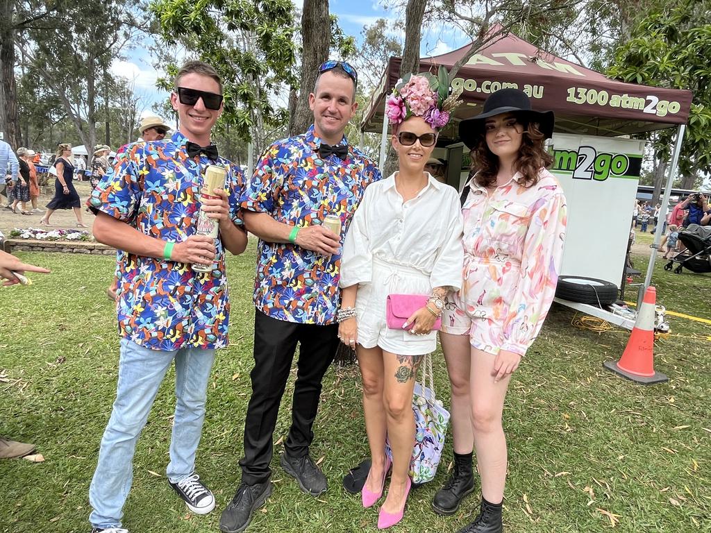 Nathan Baker, Hudson baker, Darelle Baker and Emmalee Baker at the Torbanlea Picnic Races.