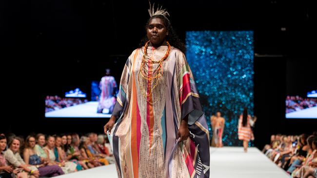 2024 Country to Couture at the Darwin Convention Centre showcases hand-designed First Nations fashion. Picture: Pema Tamang Pakhrin