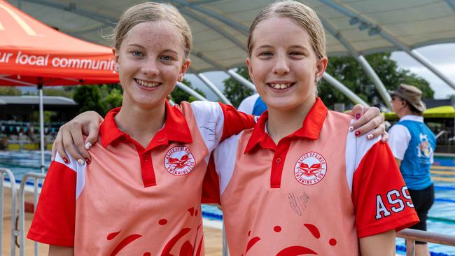 Rachel Fendt and Pippa Frey at the 2025 NT Swimming Championships. Picture: Pema Tamang Pakhrin