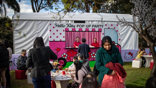 Hello Kitty hosted a garden party for youngster. Picture: Christian Gilles