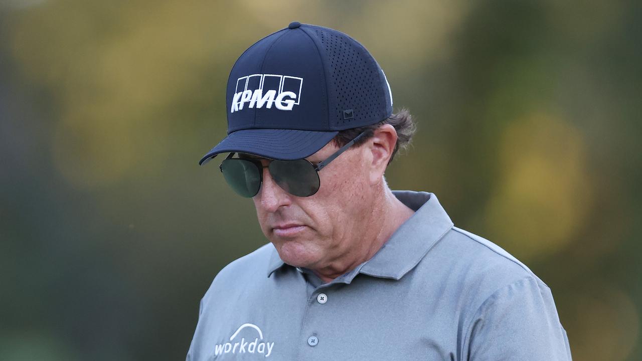 HOUSTON, TEXAS - NOVEMBER 05: Phil Mickelson of the United States looks on during the first round of the Vivint Houston Open at Memorial Park Golf Course on November 05, 2020 in Houston, Texas. (Photo by Carmen Mandato/Getty Images)