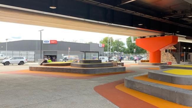 The new area underneath Lilydale station has caused a stir, with many questioning the colour scheme.