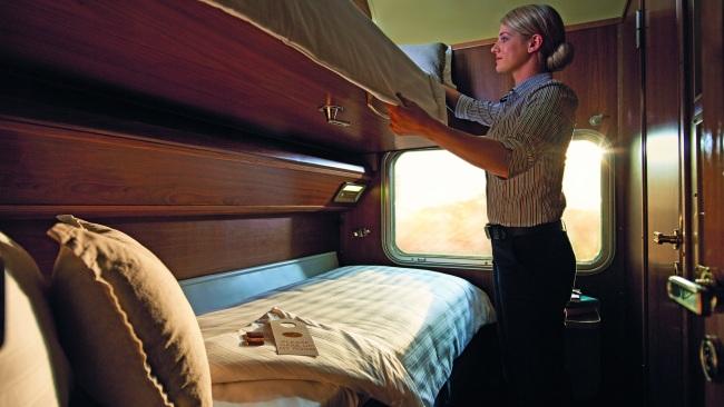 A Gold service, twin cabin on The Ghan. Cabin space can be limited, so pack wisely.