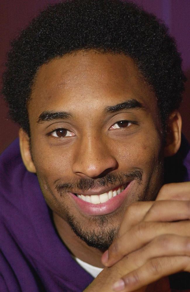 Los Angeles Lakers' Kobe Bryant smiles following an interview at a training facility in El Segundo, California in 2001. Picture: AP