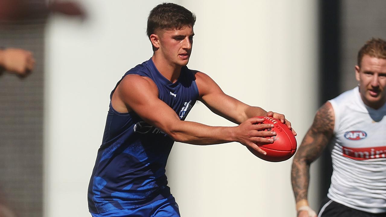 Harry Sheezel is set to be a Kangaroo until at least the end of 2030 after signing a major contract extension ahead of his second season. Picture: Daniel Pockett / Getty Images