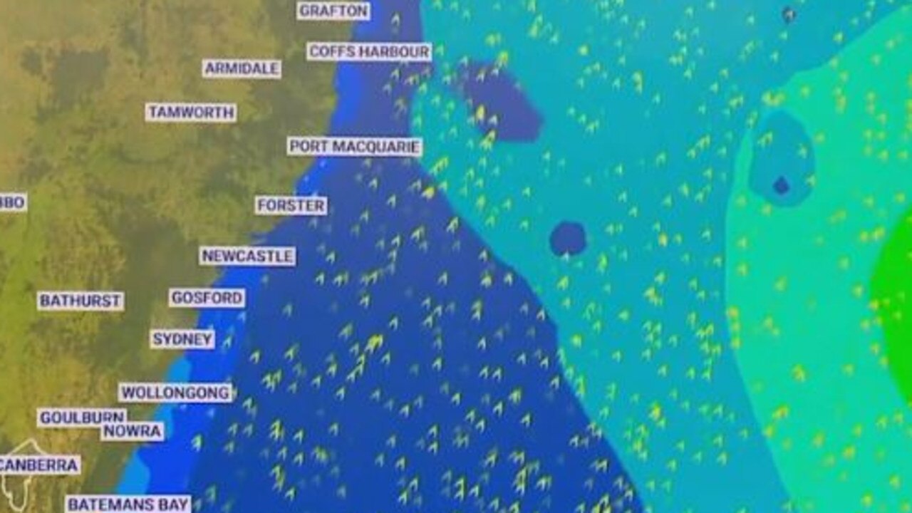 A severe weather warning remains in place on Tuesday morning for dangerous surf along the NSW coast. Picture: Sky Weather