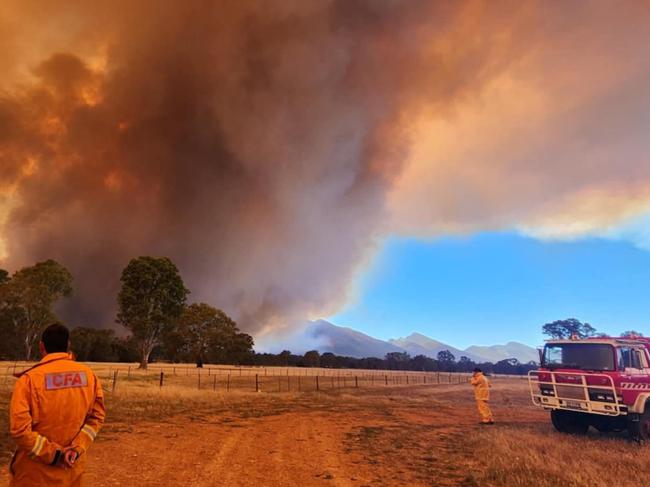 There are concerns an already raging bushfire in Victoria’s west could worsen in coming days. Picture: North Hamilton Rural Fire Brigade