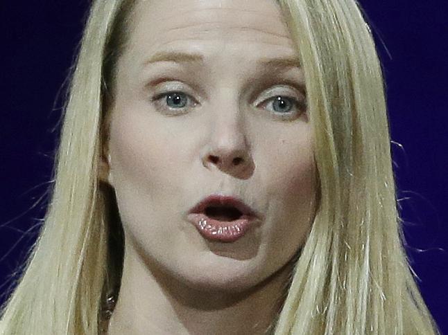 Yahoo President and CEO Marissa Mayer delivers the keynote address at the first-ever Yahoo Mobile Developer's Conference Thursday, Feb. 19, 2015, in San Francisco. (AP Photo/Eric Risberg)