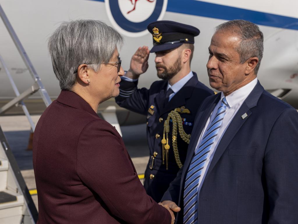 Australian Foreign Minister Penny Wong meets Israel’s ambassador to Australia Amir Maimon in Israel in January. Picture: DFAT