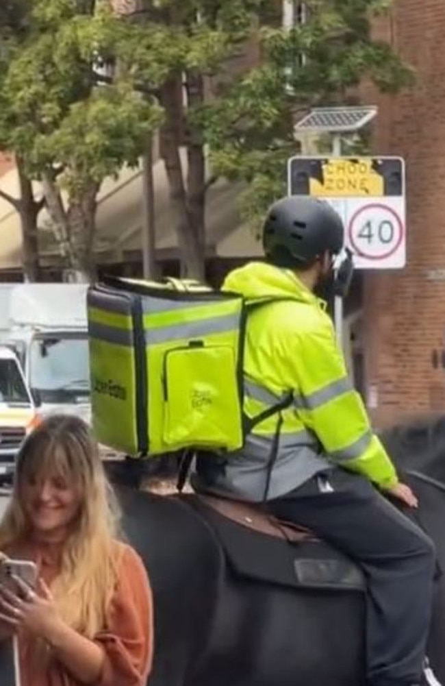 Horse-riding Uber Eats rider. Picture: TikTok