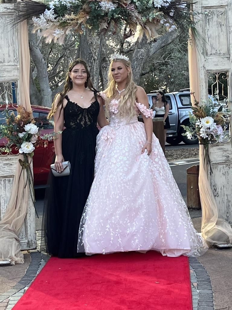 Sharnai Zunica and Makalya Turner arrive at the Hervey Bay State High School formal.