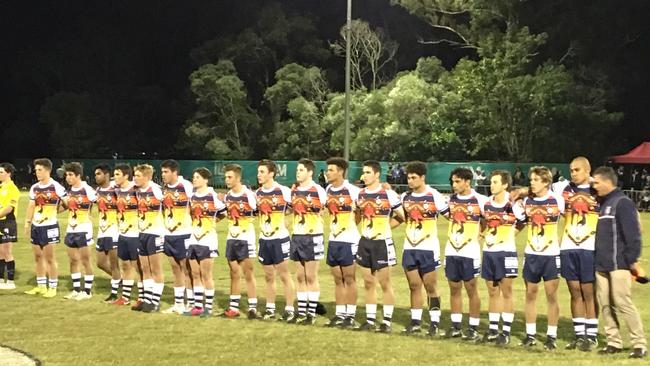 St Mary's line-up before the Langer Cup clash against Marsden SHS. St Mary’s did their school proud despite the loss.