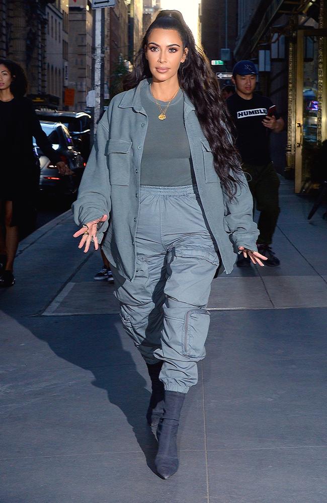 Kim Kardashian in head-to-toe unisex Yeezy. Picture: Robert Kamau/GC Images