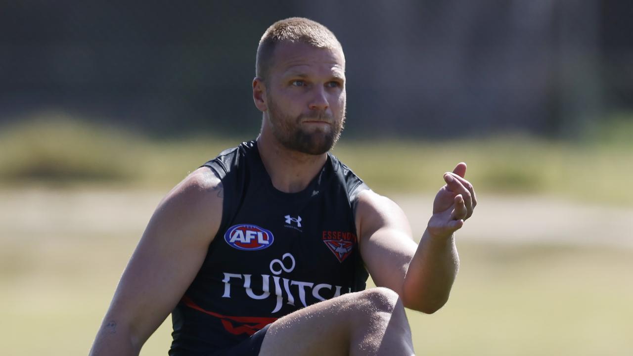 MELBOURNE , AUSTRALIA.February 8 , 2024. Essendon AFL training at the Hangar, Tullamarine. Jake Stringer of the Bombers during todays training session. Pic: Michael Klein