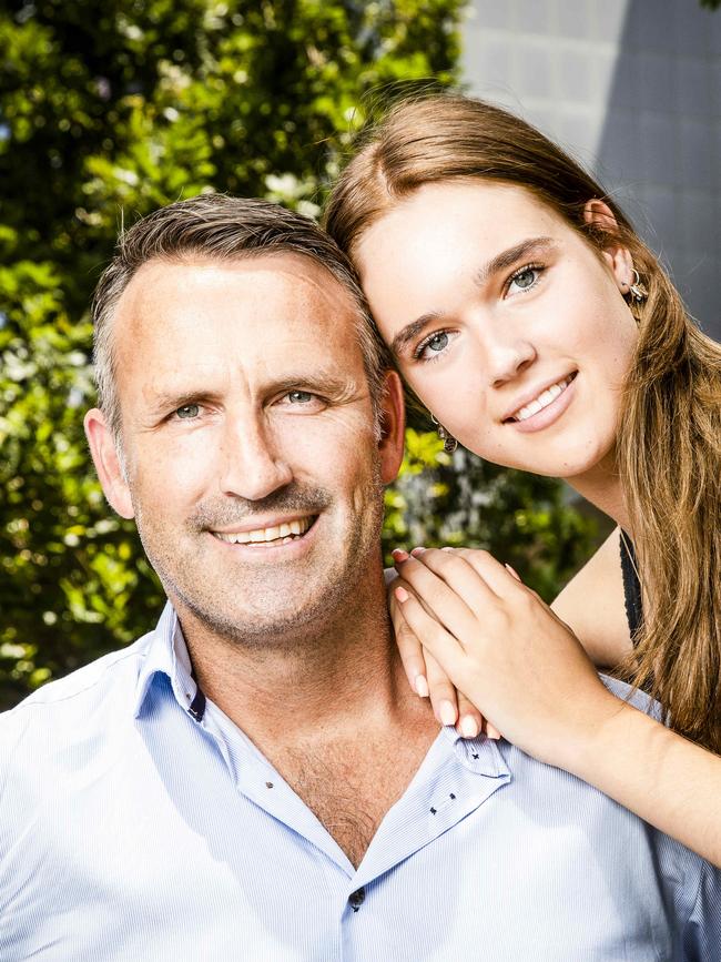 Model Charley Wakelin and dad, former Collingwood defender Shane. Picture: Nicole Cleary