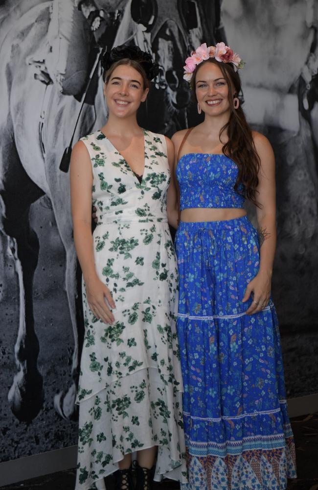 Sammi Hunter and Emma Podsiadly ready for a big day at Darwin Turf Club. Picture: (A)manda Parkinson