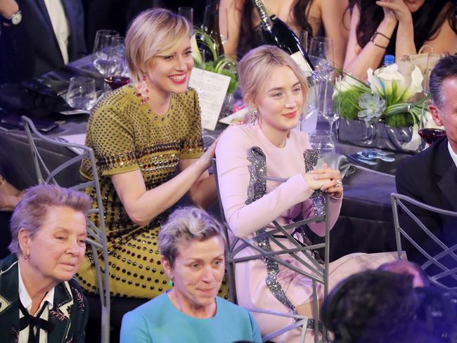 Saoirse Ronan and director Greta Gerwig during the 24th Annual Screen Actors Guild Awards at The Shrine Auditorium on January 21, 2018 in Los Angeles, California. Picture: Getty
