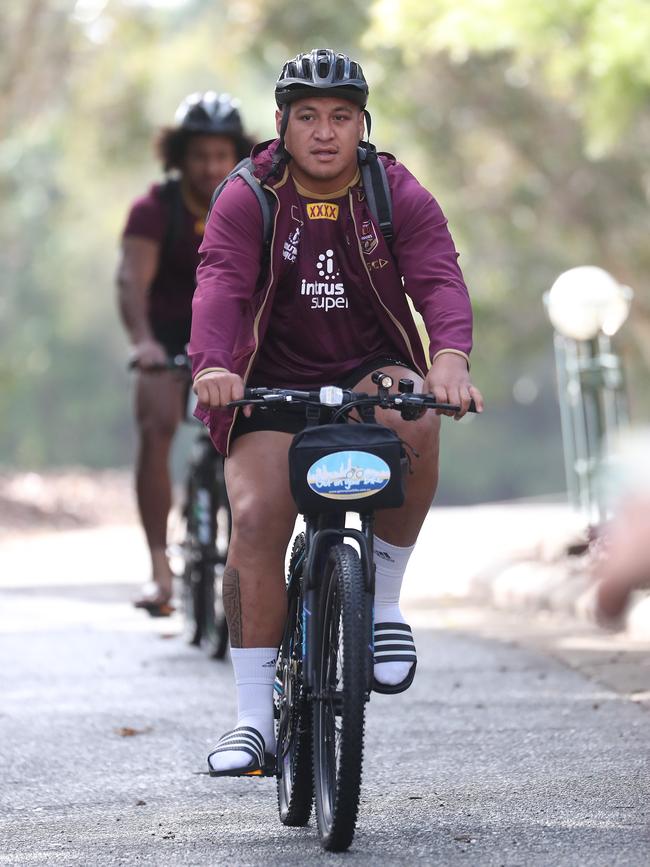 Josh Papalii. The Queensland State of Origin side arrives at Sanctuary Cove. Pic Peter Wallis