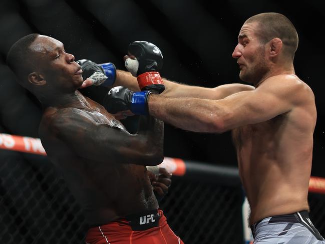 Strickland’s win over Israel Adesanya was one of the biggest upsets in UFC history. Picture: Mark Evans/Getty Images