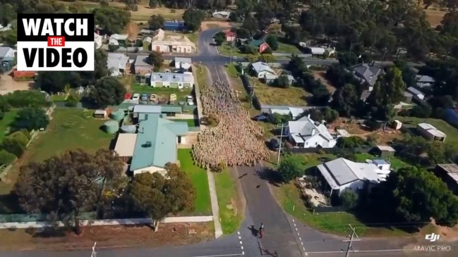 Farmer herds 1,400 sheep through small Aussie town