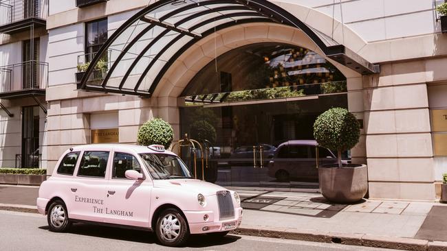 Pink Taxi outside The Langham Sydney.