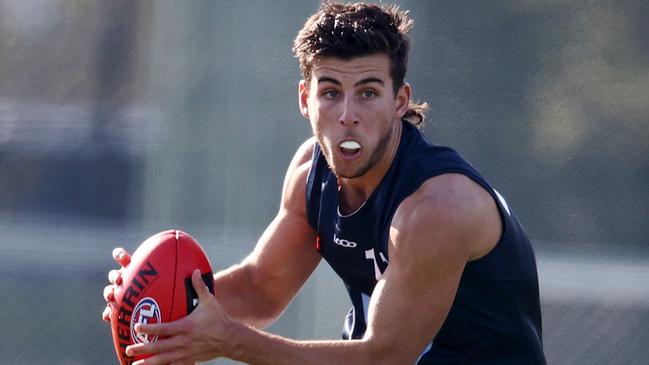 Nick Daicos in action for Vic Metro in an under-age match at Windy Hill. Picture: Michael Klein