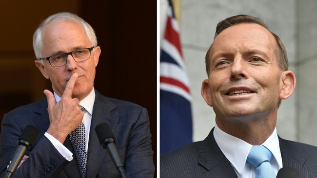 Former prime ministers Malcolm Turnbull (left) and Tony Abbott are wrong about a “third chamber” of parliament. Picture: Peter Parks