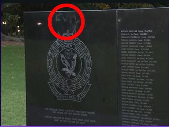 ‘Dogs’: Police monument damaged in Sydney