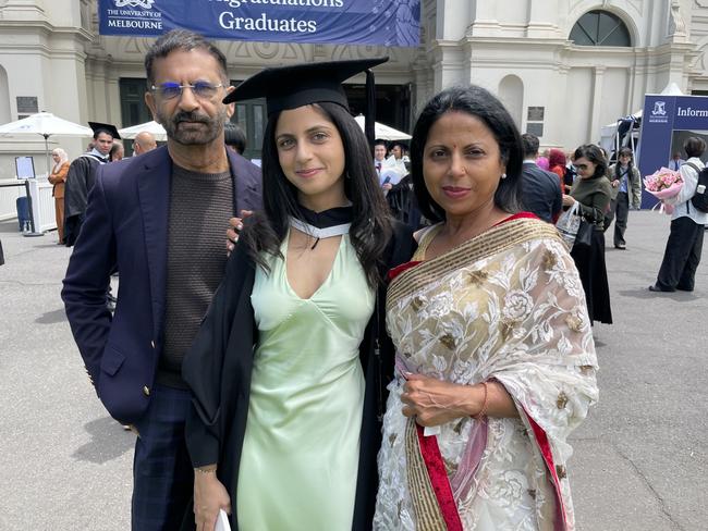 Shipra Poonyth graduates with an Actuarial degree with honours at the 2024 University of Melbourne graduations. Picture: Himangi Singh