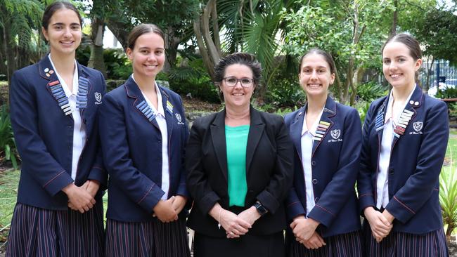 St Clare's College Waverley, (L-R): Lily Simos, Grace Baker, Kerrie McDiarmid, Ayla Riza, Kate O'Sullivan.