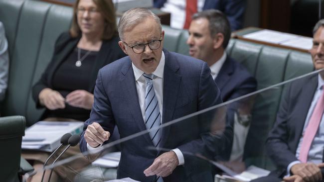 Prime Minister Anthony Albanese during Question Time in the House of Representatives Parliament House in Canberra on Monday. Picture: Gary Ramage