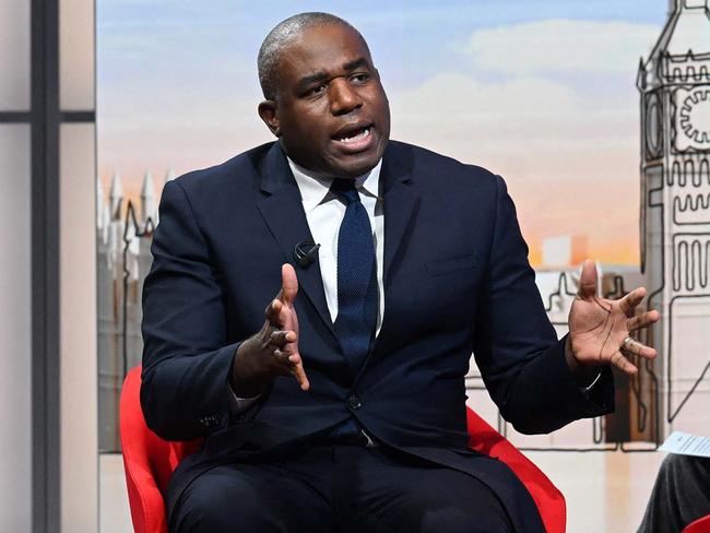 A handout picture released by the BBC, taken and received on September 15, 2024 shows Britain's Foreign Secretary David Lammy appearing on the BBC's 'Sunday Morning' political television show with journalist Laura Kuenssberg. (Photo by Jeff OVERS / BBC / AFP) / RESTRICTED TO EDITORIAL USE - MANDATORY CREDIT " AFP PHOTO / JEFF OVERS-BBC " - NO MARKETING NO ADVERTISING CAMPAIGNS - DISTRIBUTED AS A SERVICE TO CLIENTS TO REPORT ON THE BBC PROGRAMME OR EVENT SPECIFIED IN THE CAPTION - NO ARCHIVE - NO USE AFTER **OCTOBER 6, 2024** /