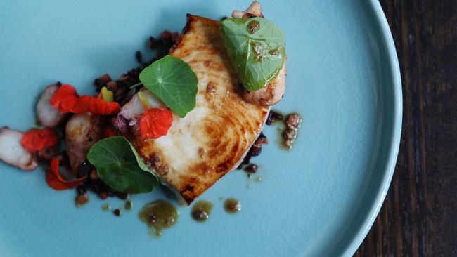 Fish with octopus and chorizo. Picture: Rebecca Michael