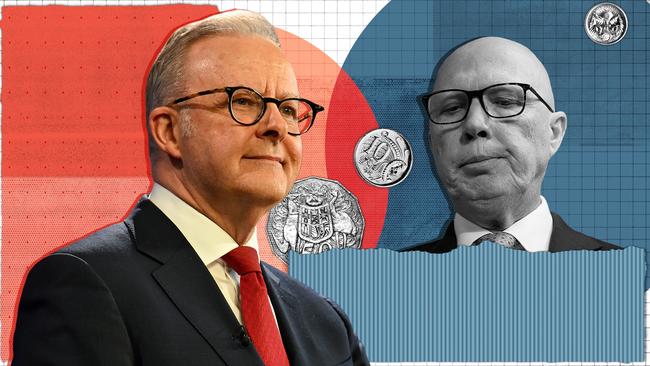 Anthony Albanese and Peter Dutton … ‘Labor has moved to the left and the Liberals have moved to the right’. Artwork: Emilia Tortorella.