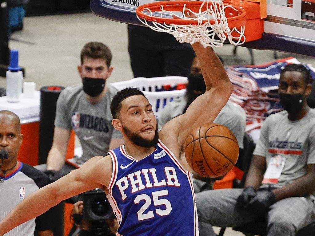 Though Simmons can definitely dominate in the paint when he wants to.