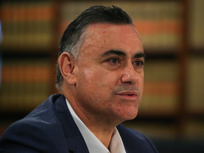 Former deputy premier John Barilaro before the parliamentary inquiry int the New York trade role. Picture: Gaye Gerard